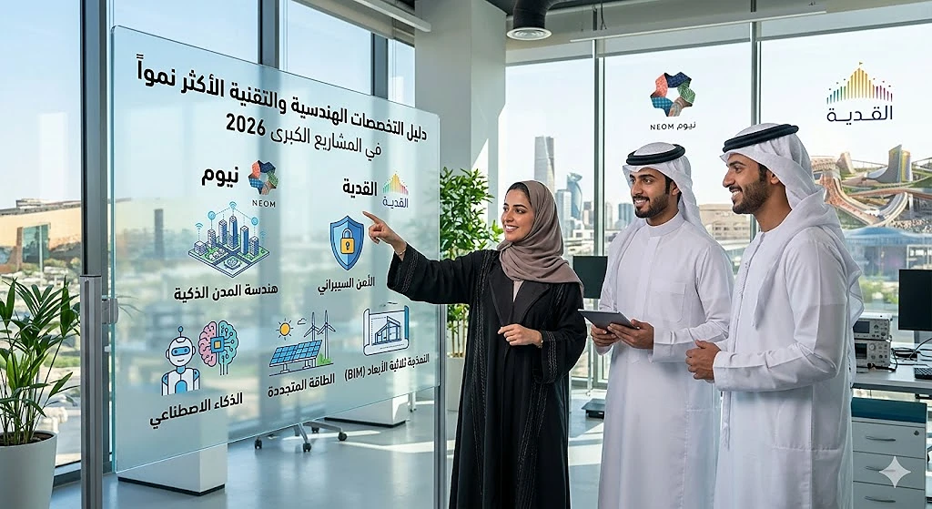دليل التخصصات الهندسية والتقنية الأكثر نمواً في المشاريع الكبرى (نيوم والقدية) لعام 2026